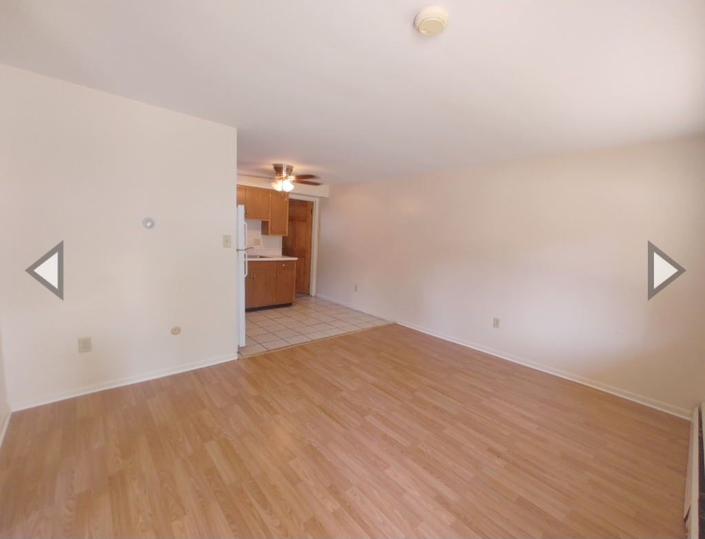 1827 N 4th St. Unit 7 spacious living room with wood-look flooring opening to kitchen