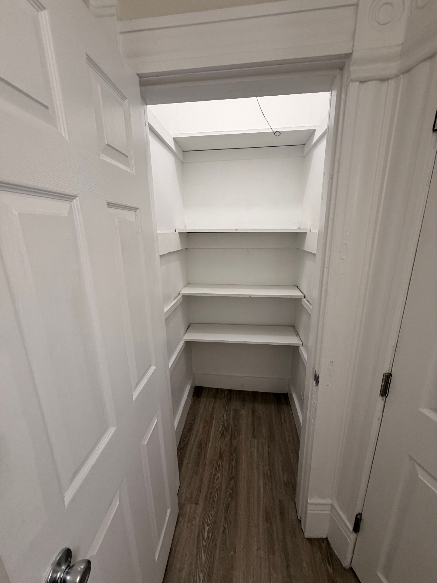 133½ deep linen closet with built-in shelving