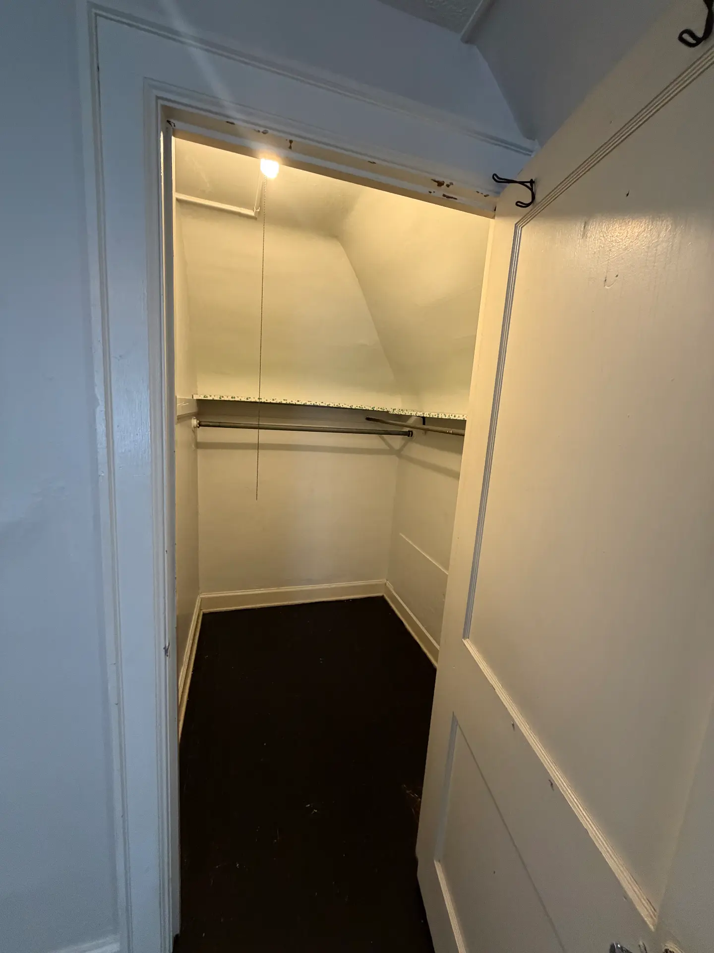 2048 Iuka Ave. D walk-in closet with slanted ceiling, hanging rod, and overhead shelf