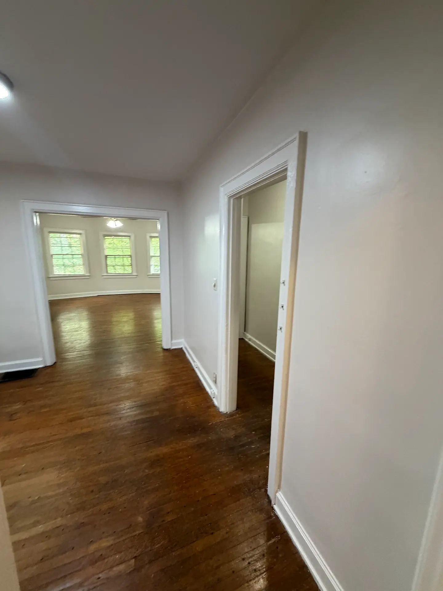 2048 Iuka Ave. D hallway with bedroom doorway and hardwood floors