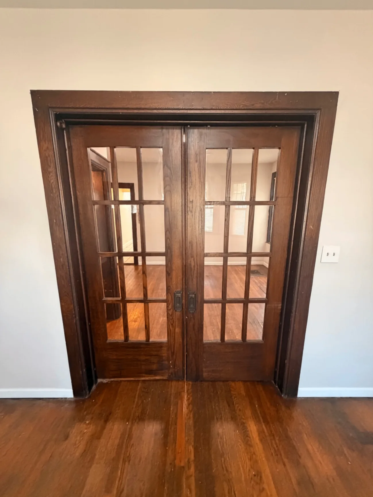 1816 Summit St. original dark wood French doors with glass panes