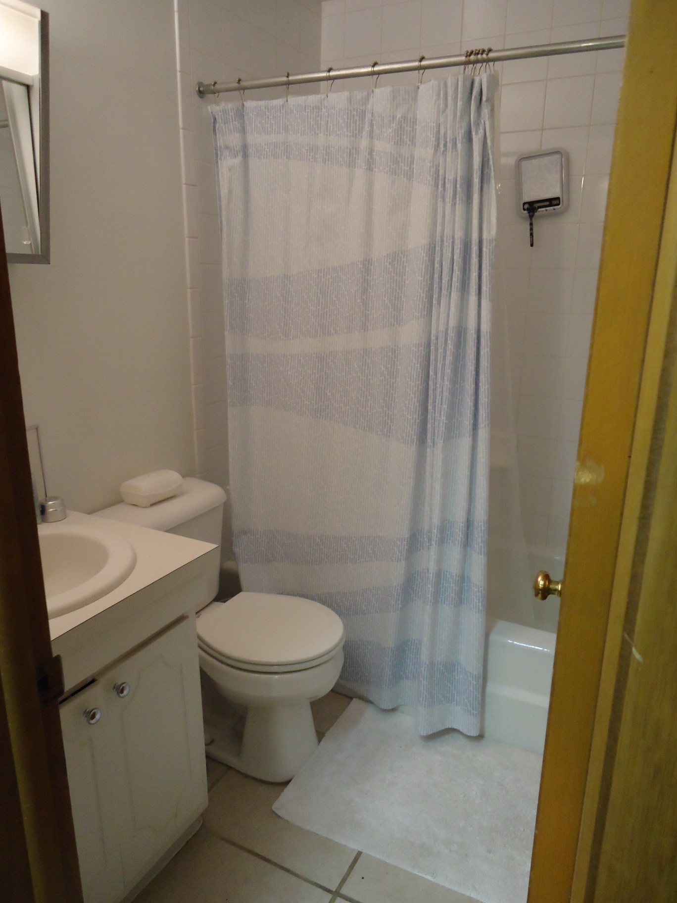 2040 Iuka Ave 4B bathroom with tiled shower surround and vanity