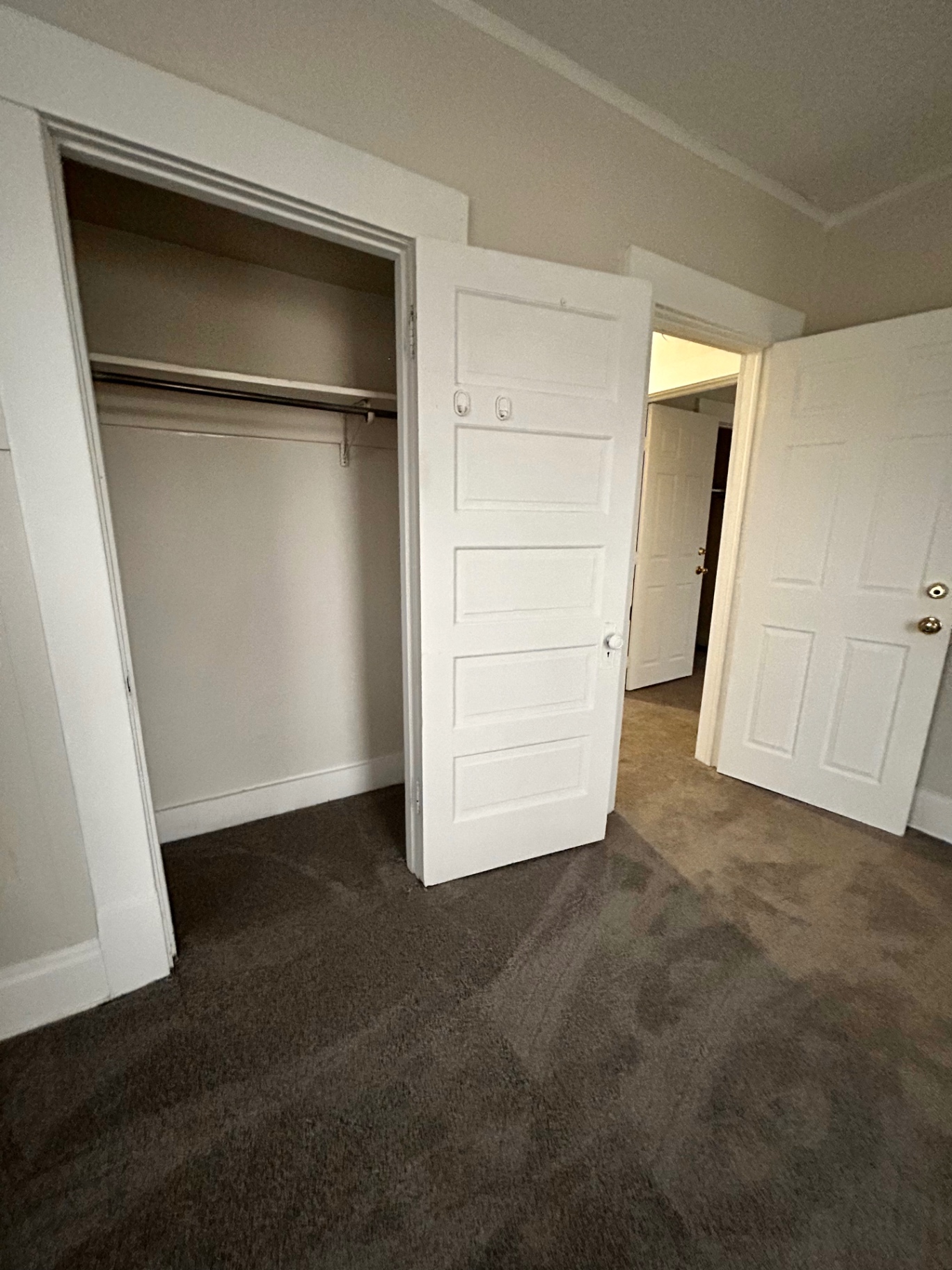 68 E Patterson Ave. bedroom with open reach-in closet and original paneled doors