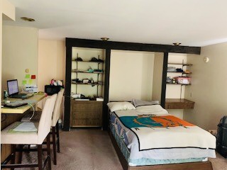 2026 Summit St. studio with built-in Murphy bed, shelving, and desk workspace