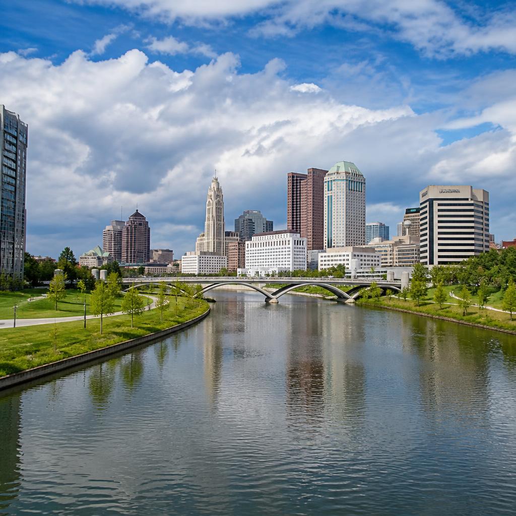 Columbus skyline along the Scioto River
