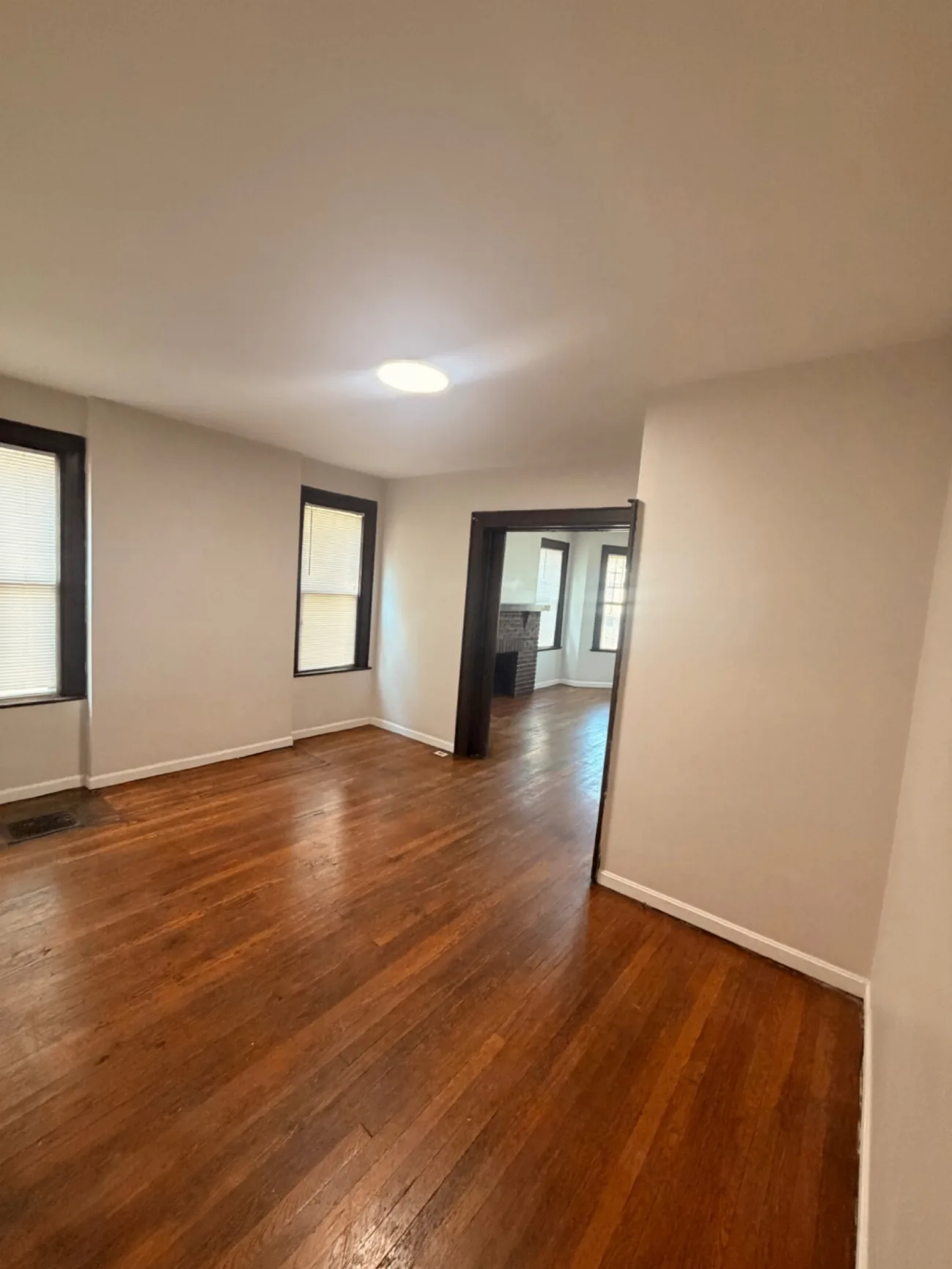 1816 Summit St. bedroom with hardwood floors and dark wood trim